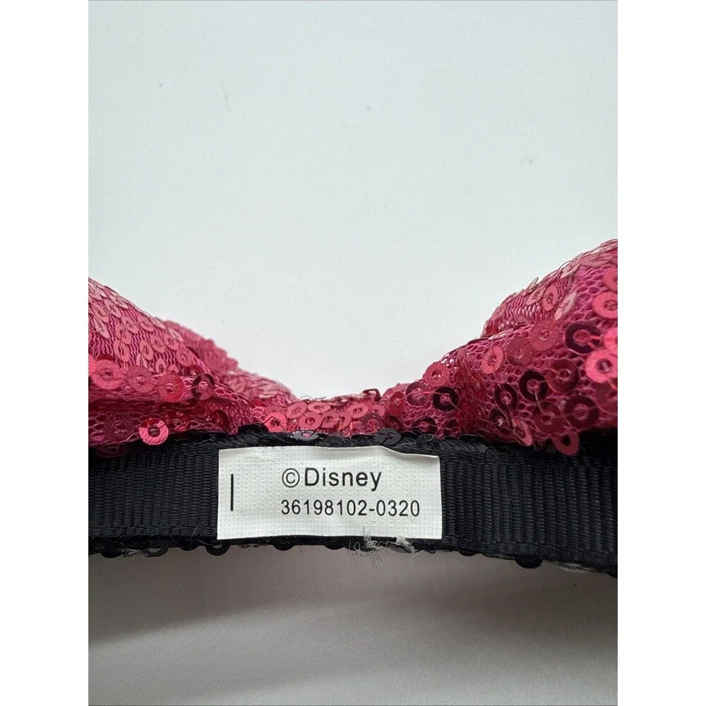 DISNEY PARKS Minnie Mouse Black Sequin Pink Sequin Bow Ear Headband